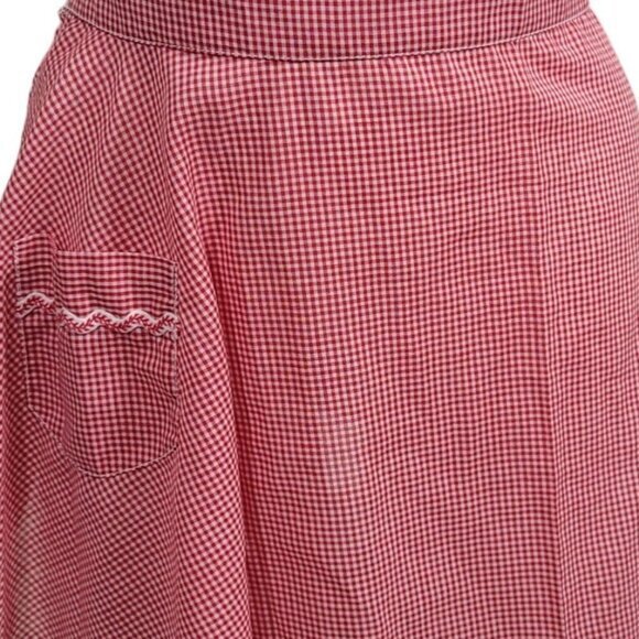 Vintage Apron Red White Checked Waist Tie - Picture 3 of 7